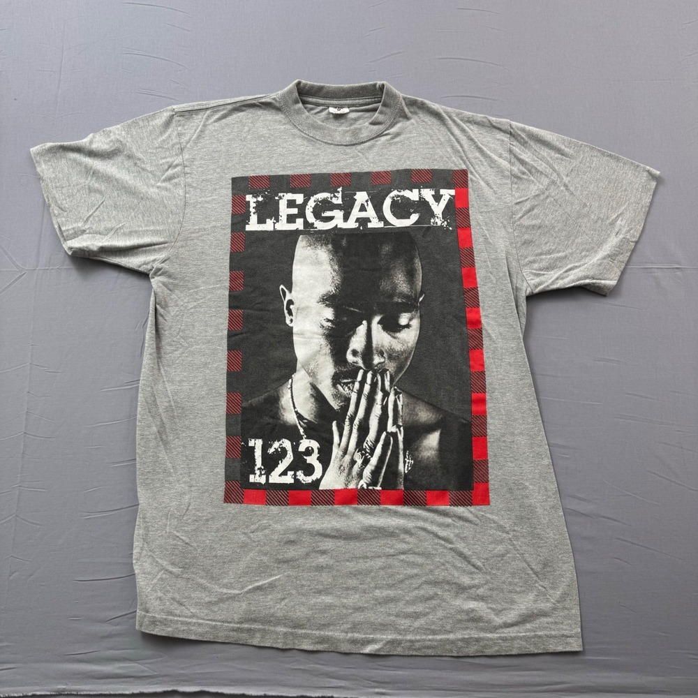 Tupac Shakur Legacy 123 Graphic T-Shirt Mens XL Gray 2Pac Hip Hop Streetwear
